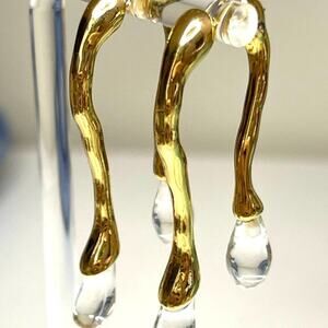 Earrings Unique Front Back Double Drop Drippy Lucite Gold Alexis Bittar STYLE